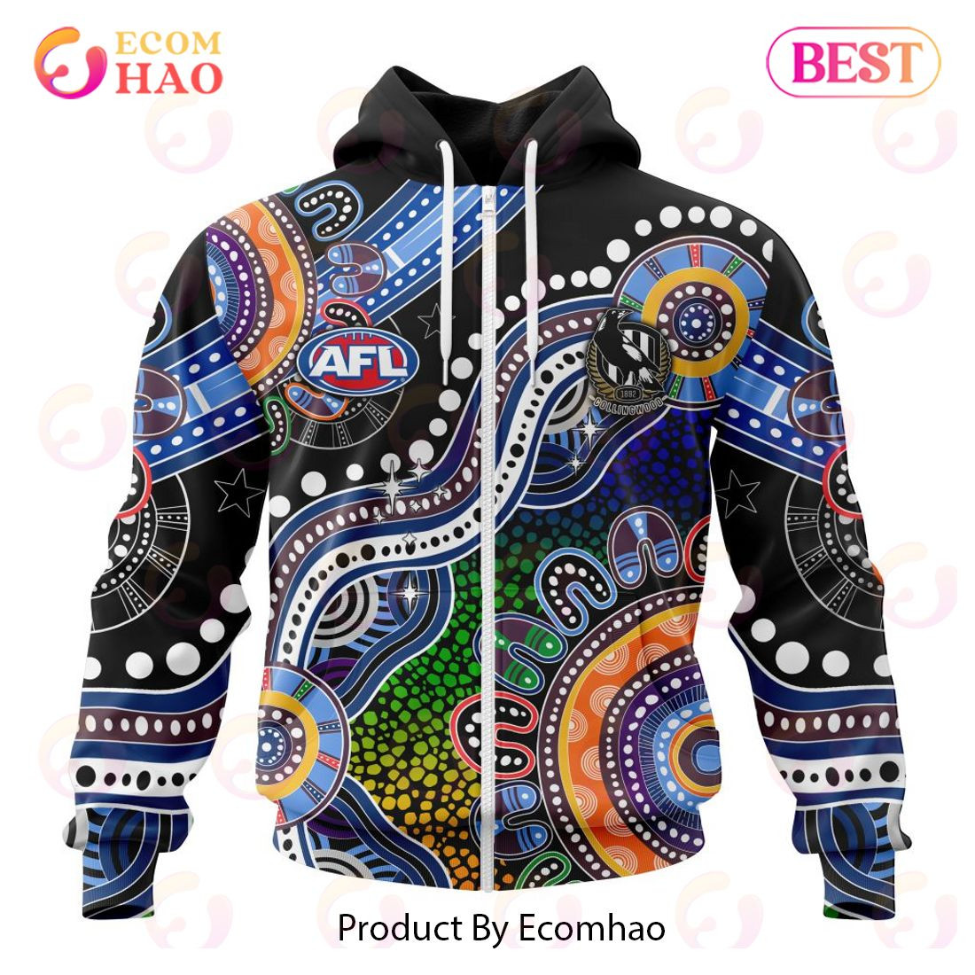 AFL Collingwood Football Club Special Indigenous Design 3D Hoodie, Zip Hoodie, Man - Women, Warm, Premium Quality HZ0501