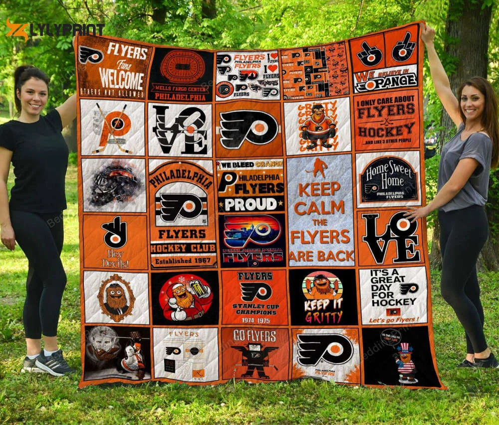 Philadelphia Flyers Quilt Blanket For Fans Home Decor Gift ,  Soft Quilt, King Size, All Season Cozy Quilt QB0901