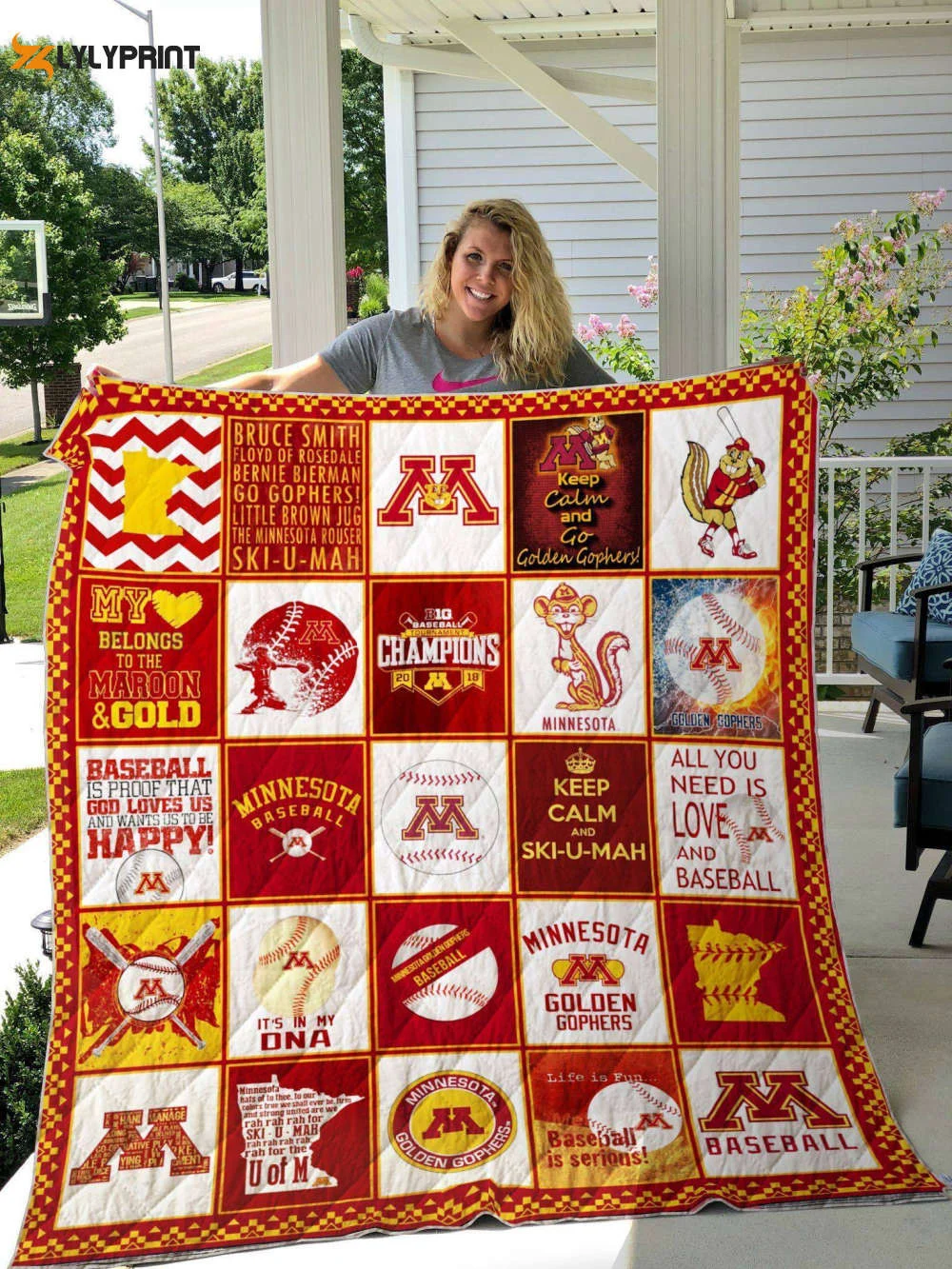 Minnesota Golden Gophers Quilt Blanket For Fans Home Decor Gift , Soft Quilt, King Size, All Season Cozy Quilt QB0901