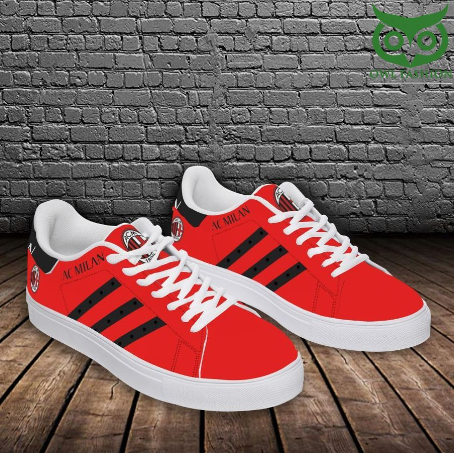 AC Milan Red Black Version Stan Smith Shoes Unisex, Trendy Style Sneakers ST0801
