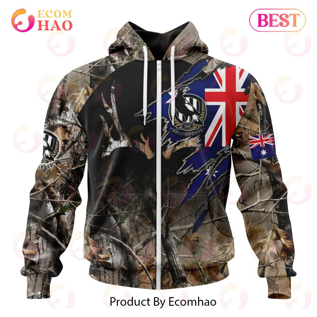 AFL Collingwood Football Club Special Camo Realtree Hunting 3D Hoodie, Zip Hoodie, Man - Women, Warm, Premium Quality HZ0501
