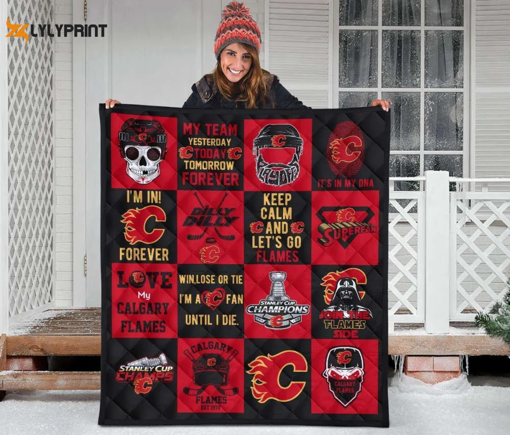 Calgary Flames 3 Quilt Blanket For Fans Home Decor Gift , Soft Quilt, King Size, All Season Cozy Quilt QB0901
