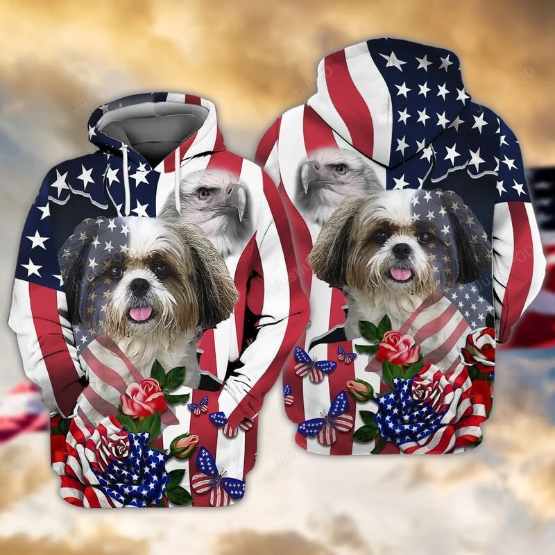 Shih Tzu Independence Day 3D All Over Print Hoodie, Zip-up Hoodie HZ0501