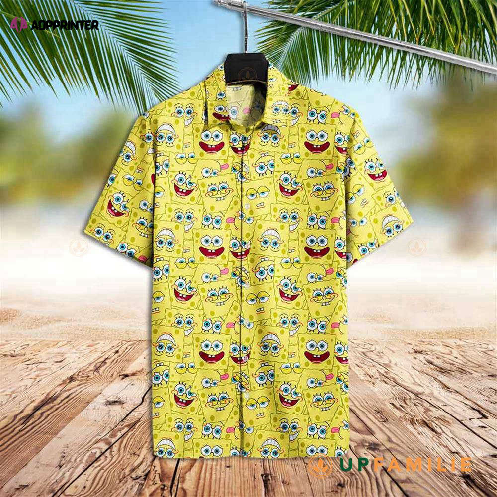 Spongebob Hawaiian Shirt: Squarepants Sponge Emoji Faces – Best Hawaiian Shirts HW0601