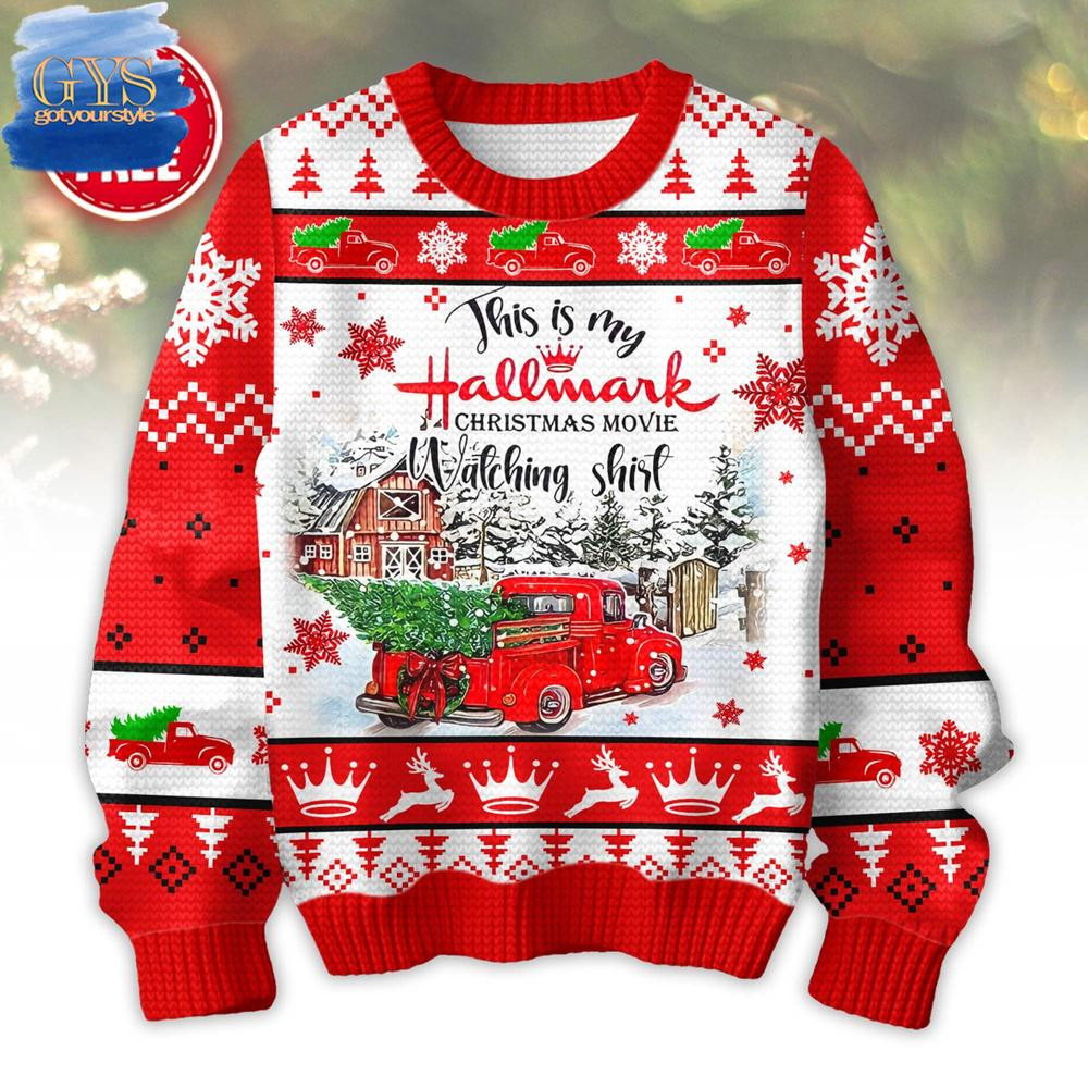 This Is My Hallmark Christmas Movie Ugly Christmas Sweater , Cozy Soft Unisex Pullover SW0601