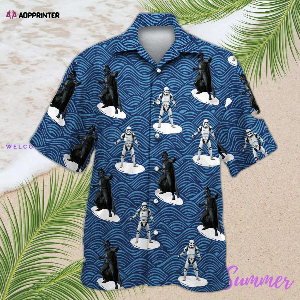 Star Wars Storm Trooper Darth Vader Surfing Hawaiian Shirt Shorts Summer 2023 Hot HW0601