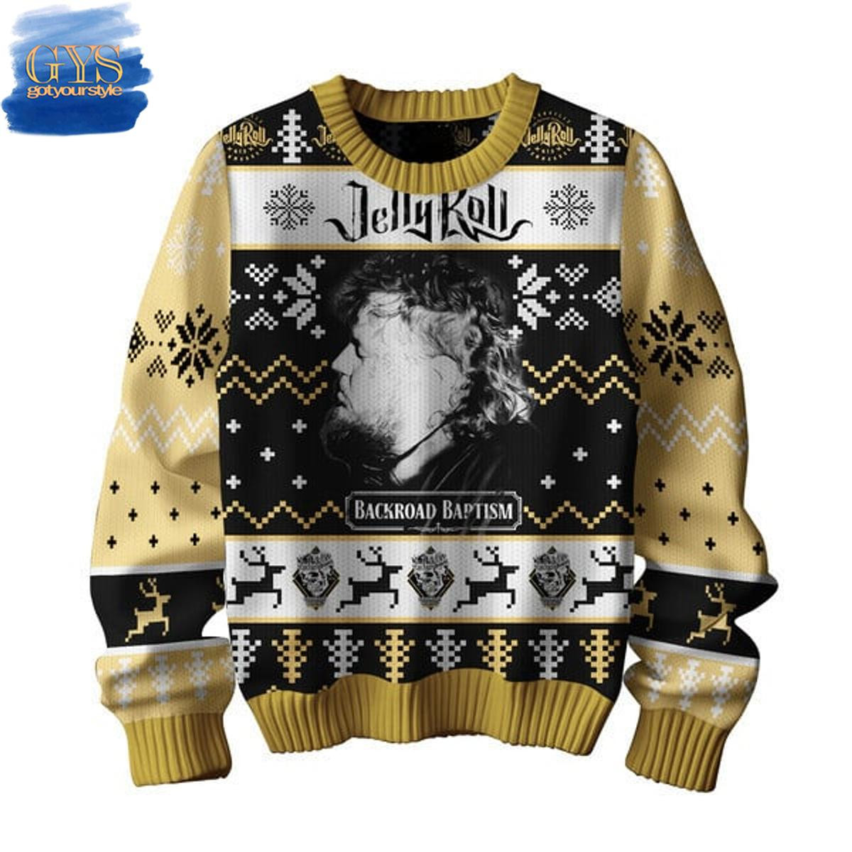 Jelly Roll Backroad Baptism Tour Ugly Sweater , Cozy Soft Unisex Pullover SW0601