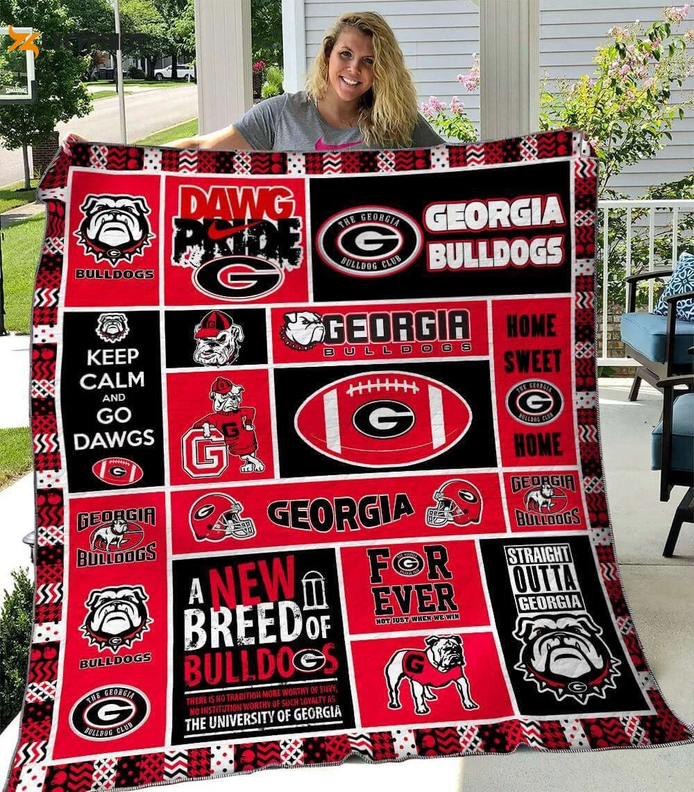 Georgia Bulldogs 2 Quilt Blanket For Fans Home Decor Gift , Soft Quilt, King Size, All Season Cozy Quilt QB0901
