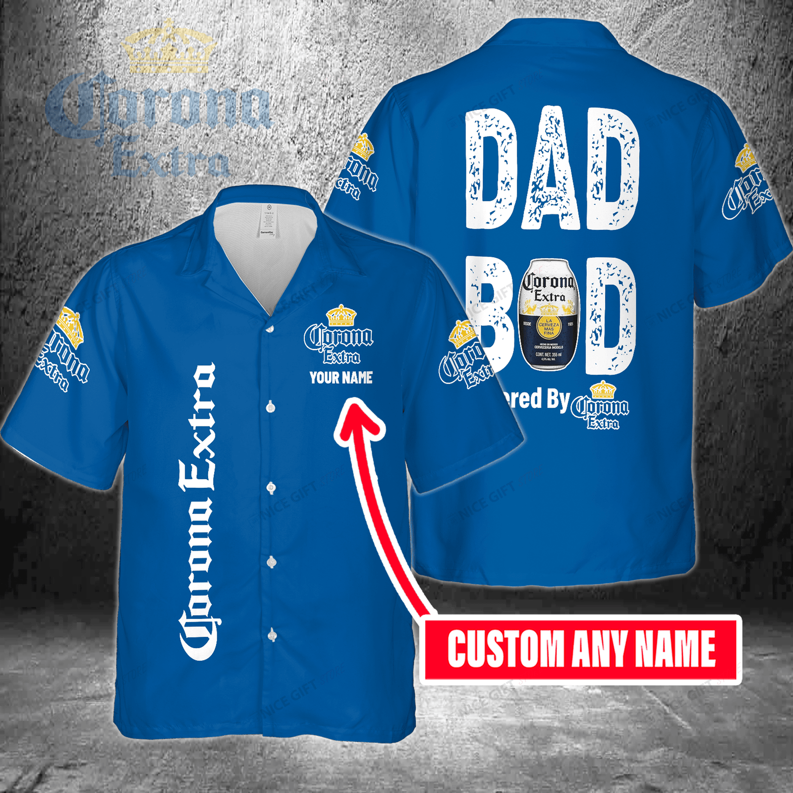 Dad Bod Powered By Corona Extra Custom Name Hawaiian Shirt For Men And Women HW0601