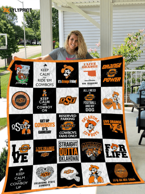 Oklahoma State Cowboys Quilt Blanket For Fans Home Decor Gift s ,  Soft Quilt, King Size, All Season Cozy Quilt QB0901