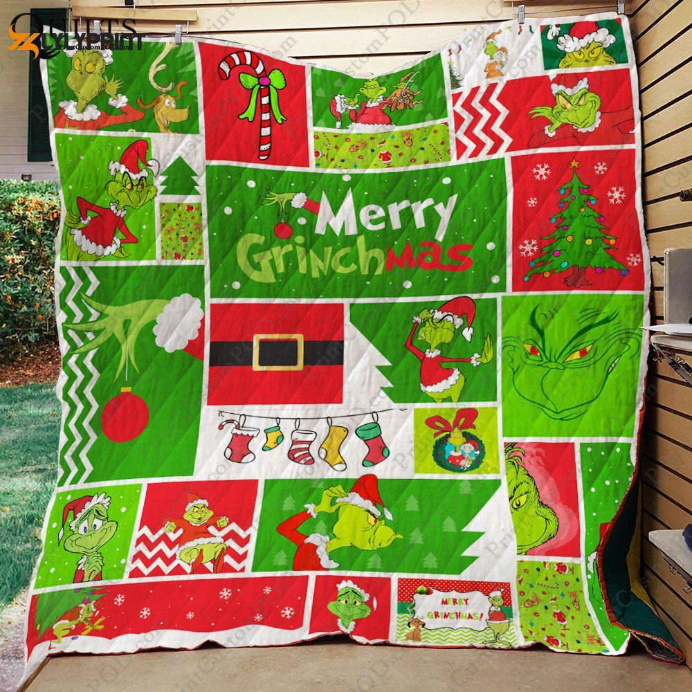 Grinch 2 Quilt Blanket For Fans Home Decor Gift , Soft Quilt, King Size, All Season Cozy Quilt QB0901