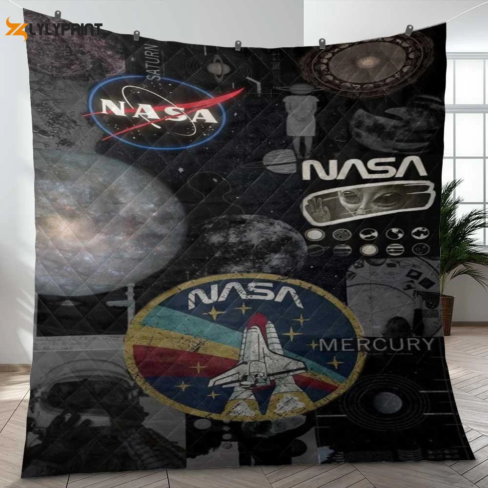Nasa Houston Space Galaxy We Have A Present Ver3 Gifts Lover Quilt Blanket,nasa Apollo Astronaut Quilt Blanket , Soft Quilt, King Size, All Season Cozy Quilt QB0901