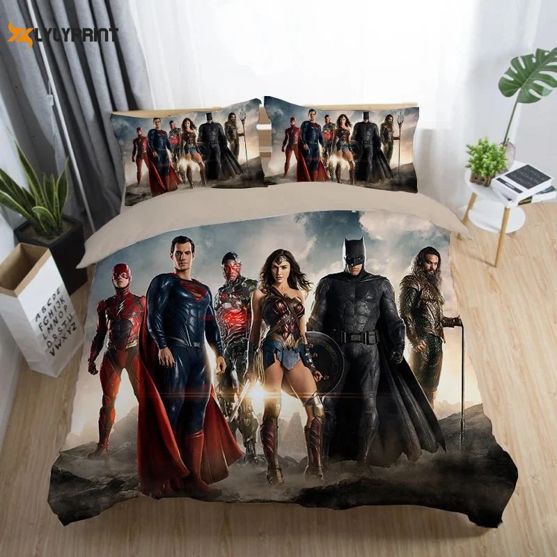 Justice League 4 Duvet Quilt Bedding Set , Soft Quilt, King Size, All Season Cozy Quilt QB0901