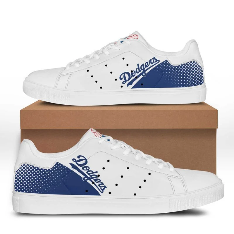 MLB Los Angeles Dodgers White Blue Stan Smith Shoes Custom for Men Women, Trendy Style Sneakers ST0801