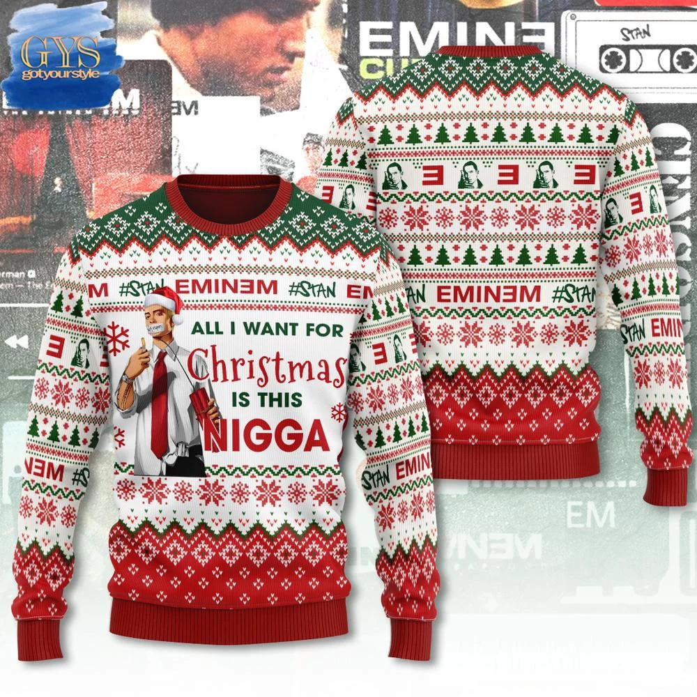 Eminem Stan Christmas Ugly Sweater , Cozy Soft Unisex Pullover SW0601