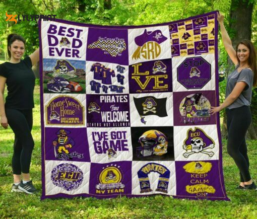 East Carolina Pirates Quilt Blanket For Fans Home Decor Gift , Soft Quilt, King Size, All Season Cozy Quilt QB0901