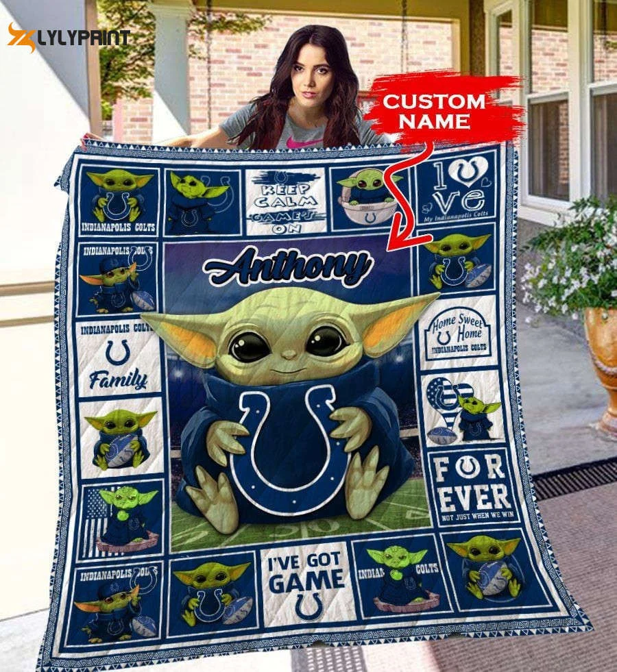Indianapolis Colts Personalized Premium Quilt BG16 , Soft Quilt, King Size, All Season Cozy Quilt QB0901