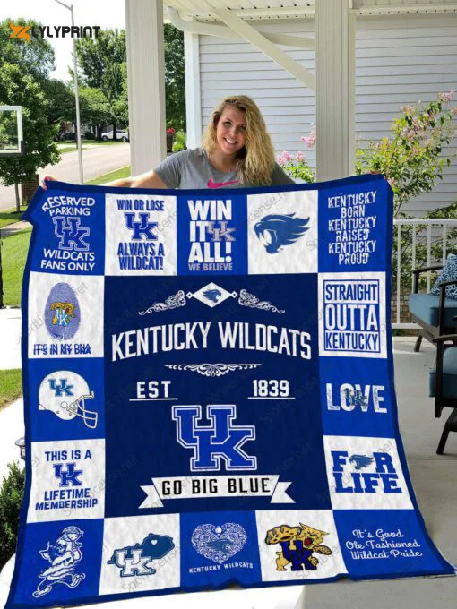 Kentucky Wildcats Quilt Blanket For Fans Home Decor Gift ,  Soft Quilt, King Size, All Season Cozy Quilt QB0901