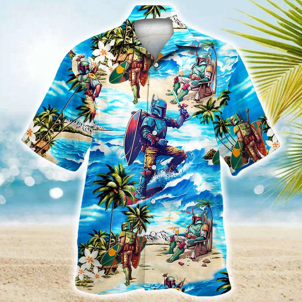 Boba Fett Star Wars Surfing Hawaiian Shirt Shorts Summer 2023 Hot HW0601