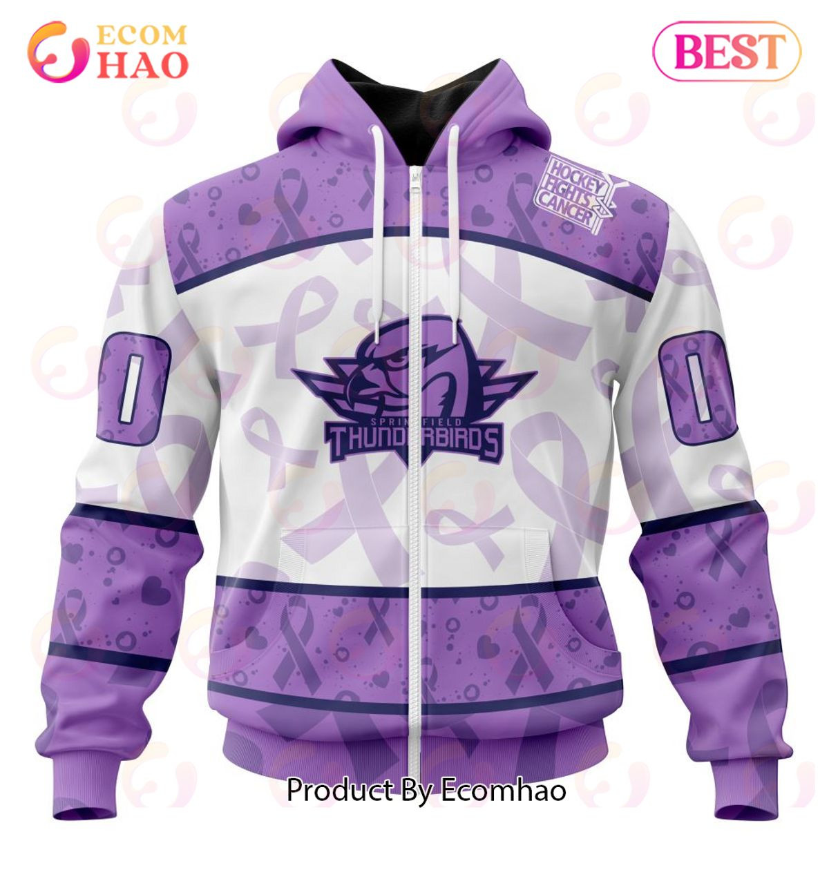 AHL Springfield Thunderbirds Special Lavender Fight Cancer 3D Hoodie, Zip Hoodie, Man - Women, Warm, Premium Quality HZ0501