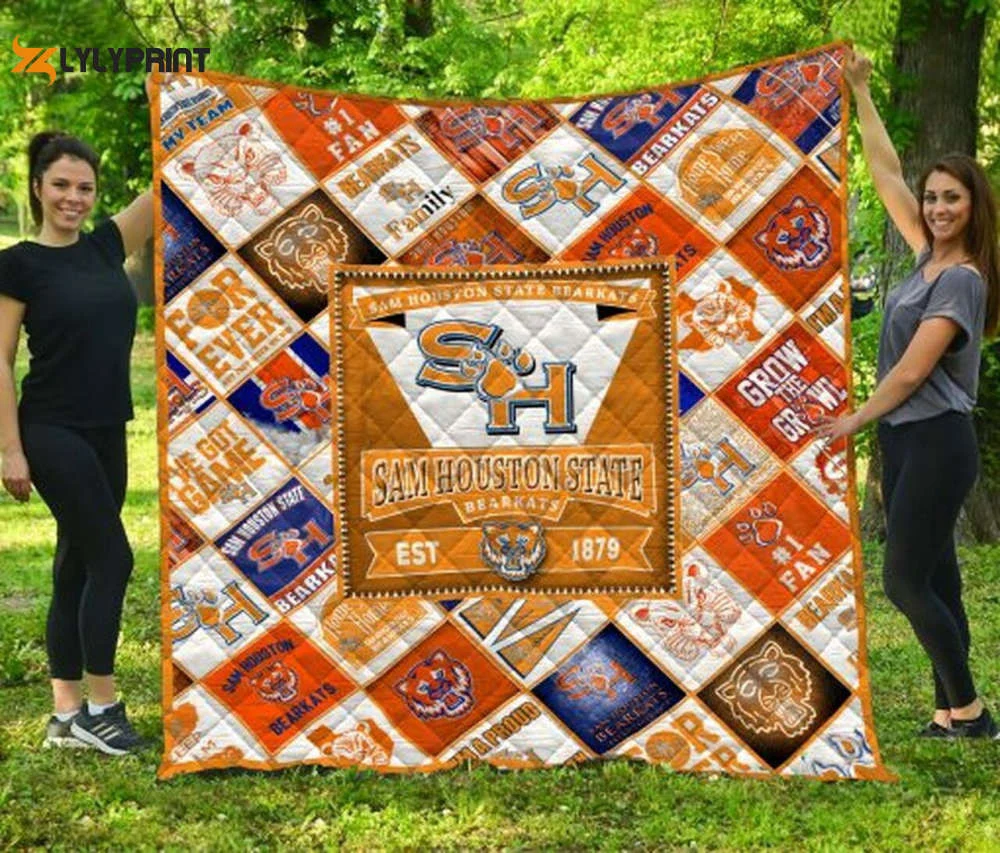 Sam Houston Bearkats Quilt Blanket For Fans Home Decor Gift , Soft Quilt, King Size, All Season Cozy Quilt QB0901