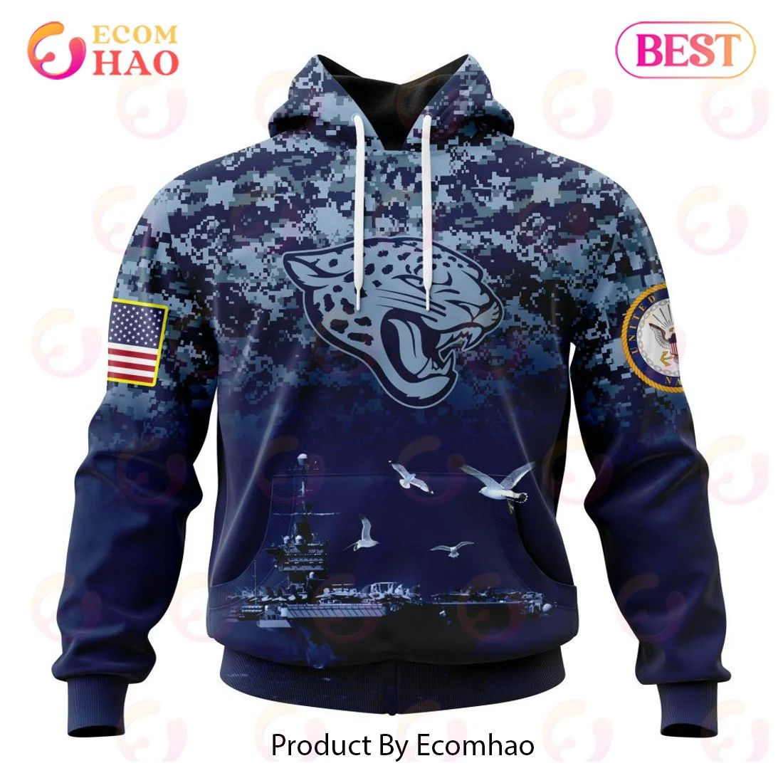Best Jacksonville Jaguars Honor US Navy Veterans All Over Print Hoodie, Zip Hoodie, Man - Women, Warm, Premium Quality HZ0501