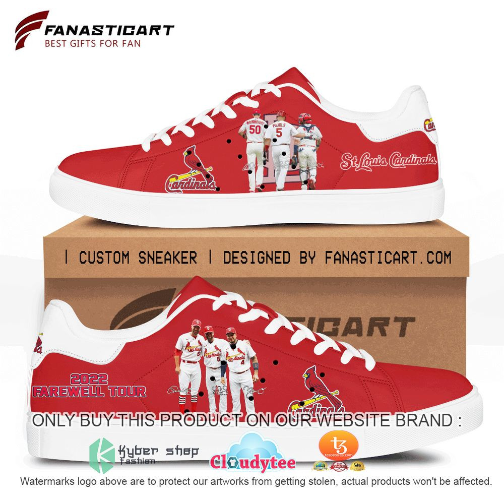 MLB St. Louis Cardinals Red 2022 Farewell Tour Stan Smith Shoes , Trendy Style Sneakers ST0801