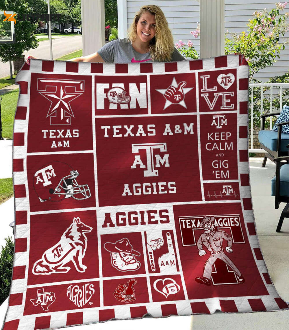 Ncaa Texas A&M Aggies 3D Customized Personalized 3D Customized Quilt Blanket , Soft Quilt, King Size, All Season Cozy Quilt QB0901