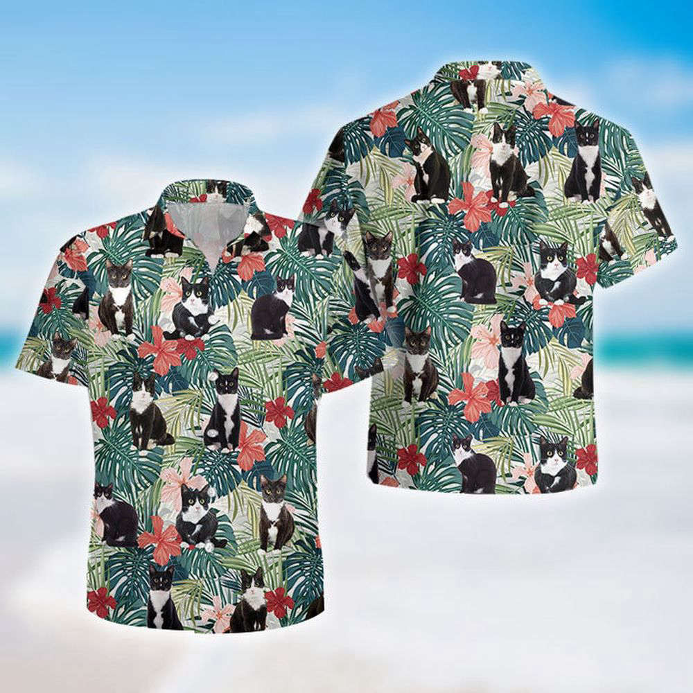 Tuxedo cat Hawaiian Shirt, Gift For Men Women HW0601