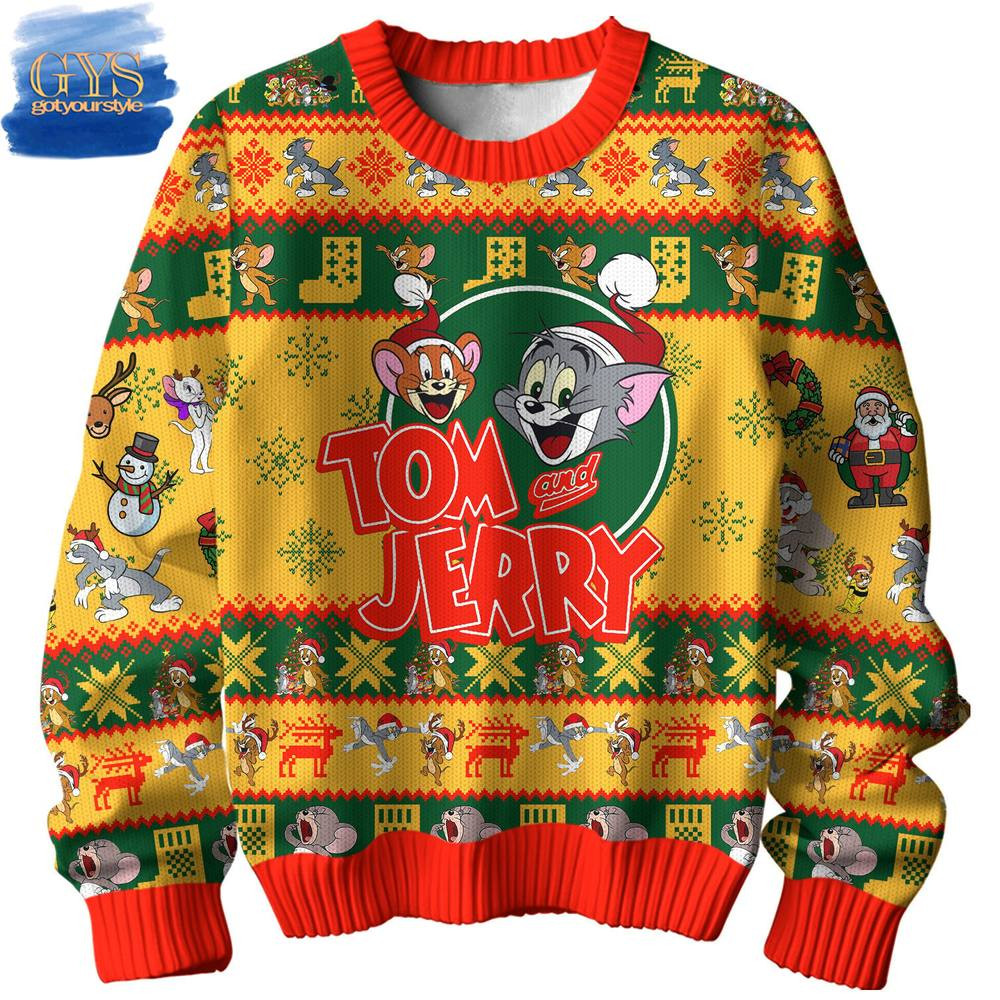 Tom And Jerry Merry Christmas Limited Edition Ugly Sweater , Cozy Soft Unisex Pullover SW0601