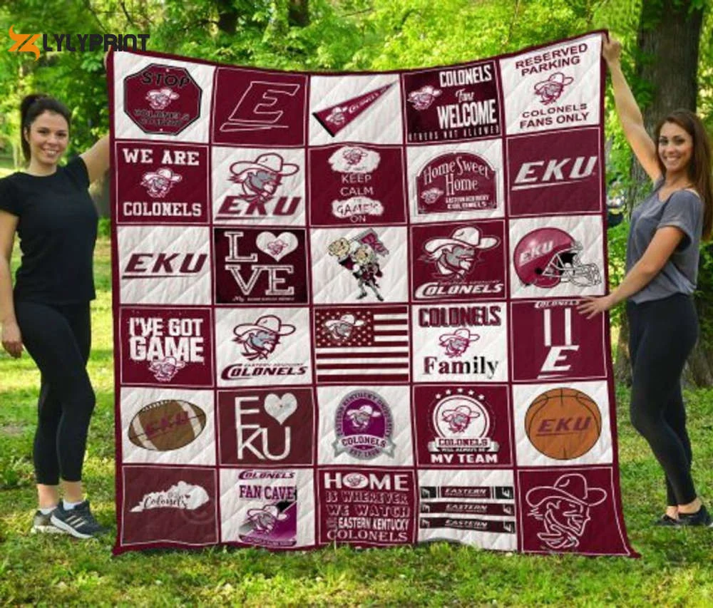 Eastern Kentucky Colonels 1 Quilt Blanket For Fans Home Decor Gift , Soft Quilt, King Size, All Season Cozy Quilt QB0901