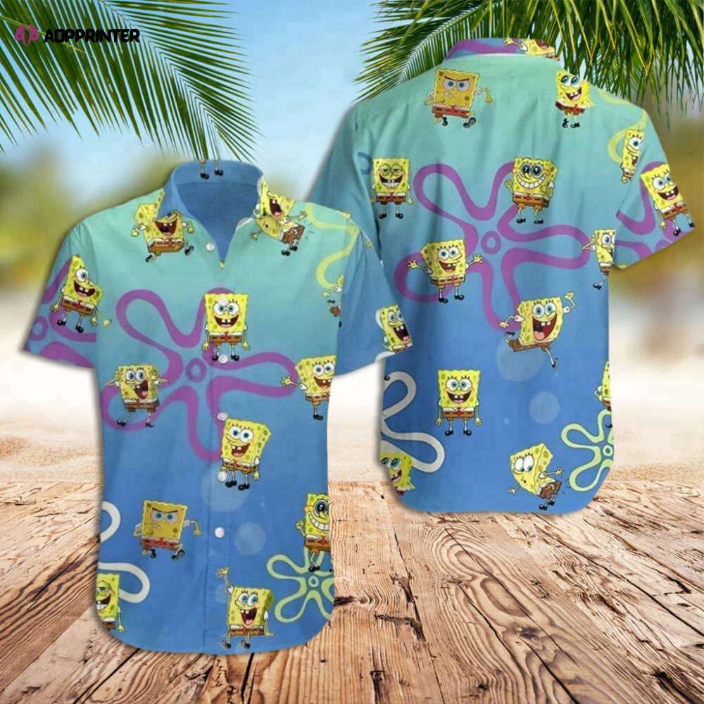 Shop the Trendy Spongebob Flower Hawaiian Shirt – Perfect for a Fun Summer Look! HW0601
