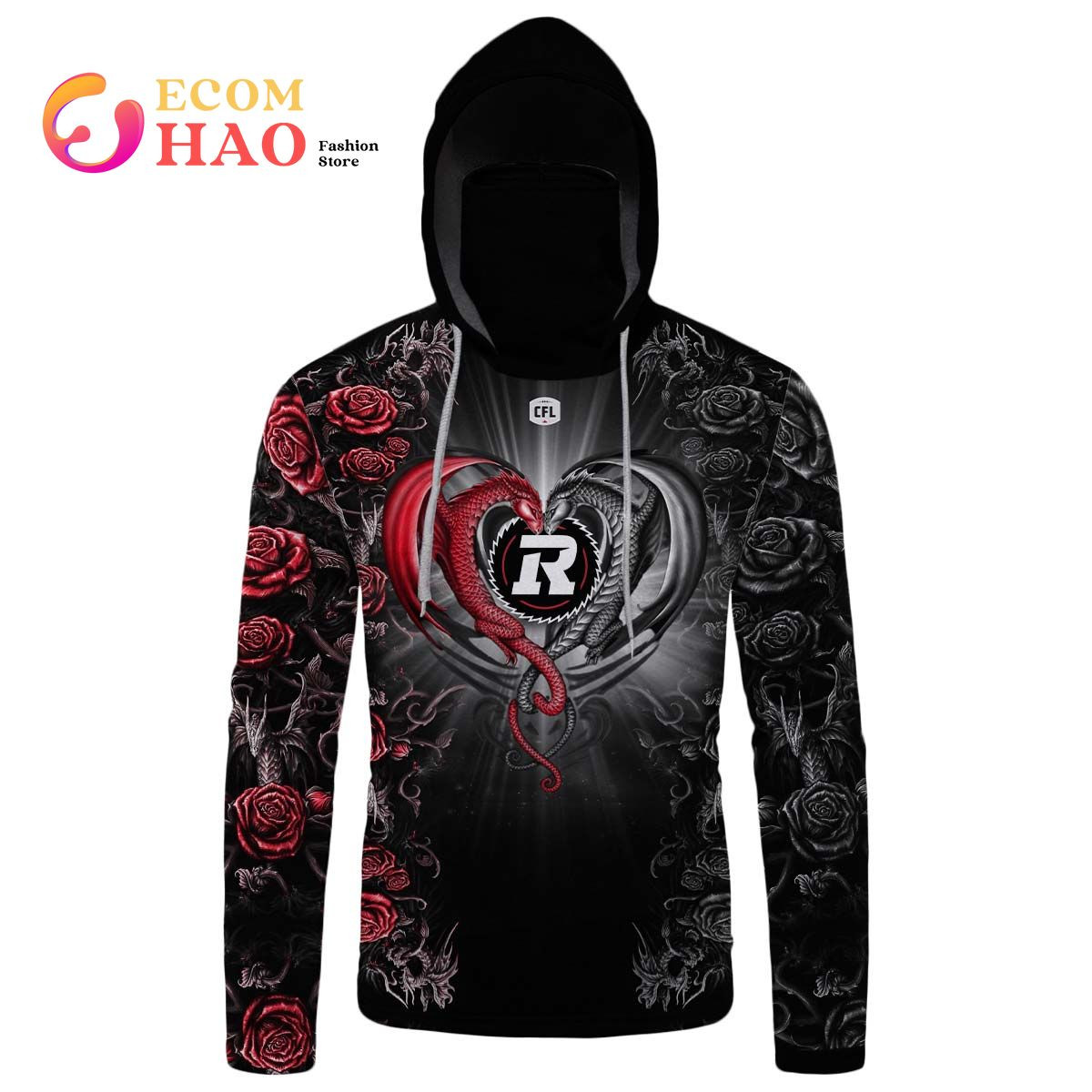 Best Personalized CFL Ottawa Redblacks Rose Dragon 3D Hoodie, Zip Hoodie, Man - Women, Warm, Premium Quality HZ0501