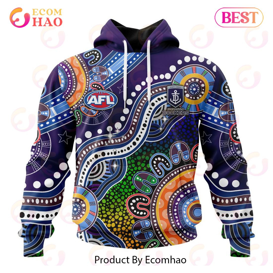 AFL Fremantle Dockers Special Indigenous Design 3D Hoodie, Zip Hoodie, Man - Women, Warm, Premium Quality HZ0501