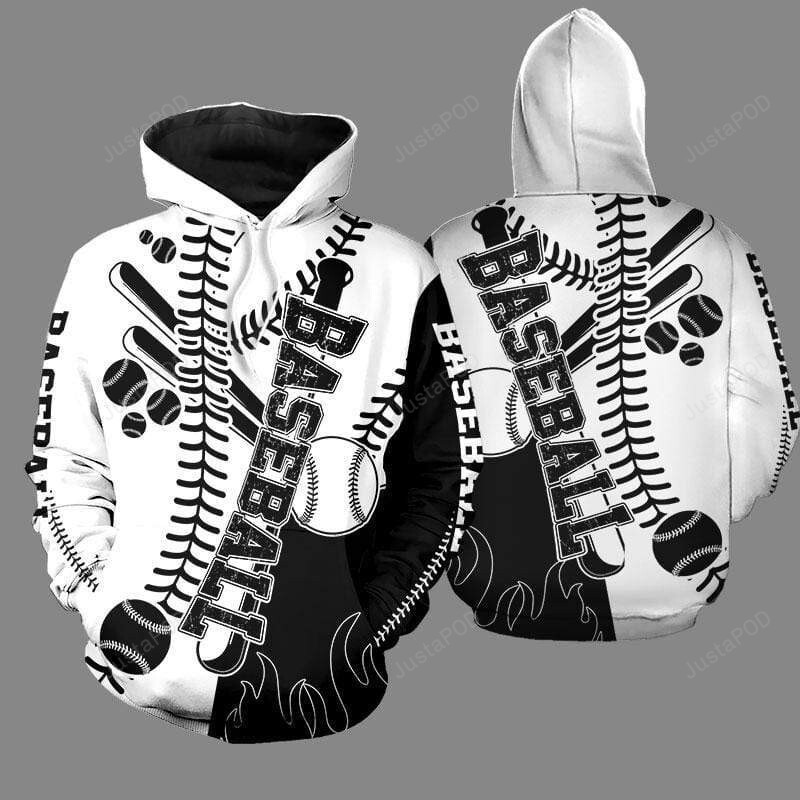 B&W Baseball 3D All Print Hoodie, Zip- Up Hoodie HZ0501