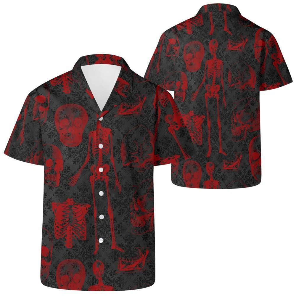 Red Skeleton Hawaiian Shirt, Gift For Men Women Horror Aloha Shirt HW0601