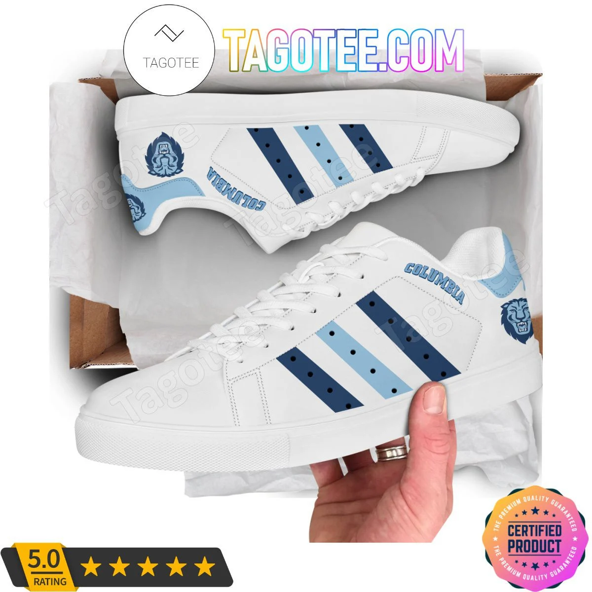 NCAA Columbia University Lions White Stan Smith Shoes , Trendy Style Sneakers ST0801