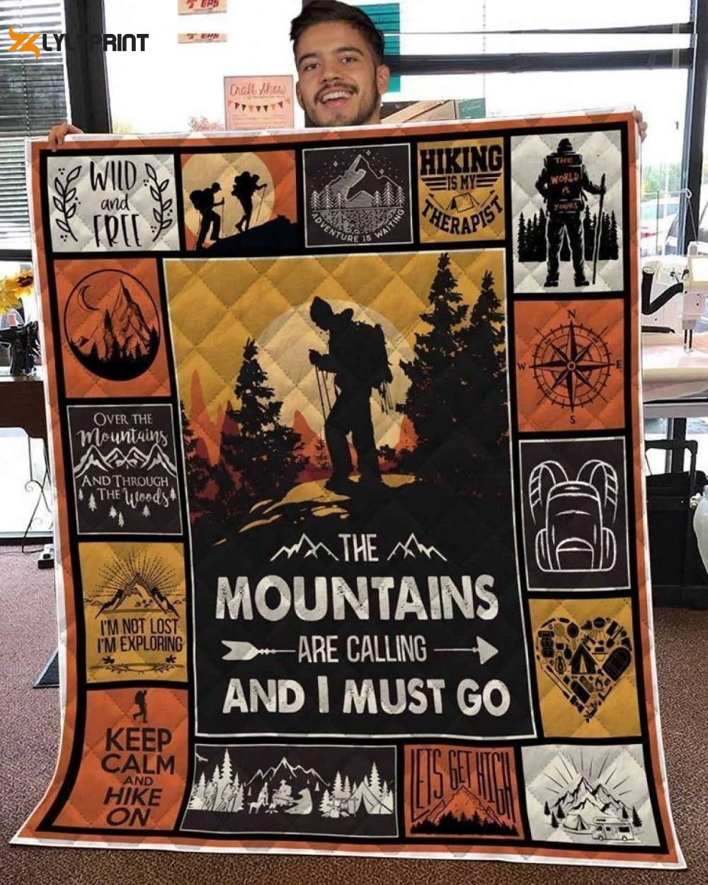 Hiking Keep Calm And Hike On Awesome 3D Customized Quilt ,  Soft Quilt, King Size, All Season Cozy Quilt QB0901