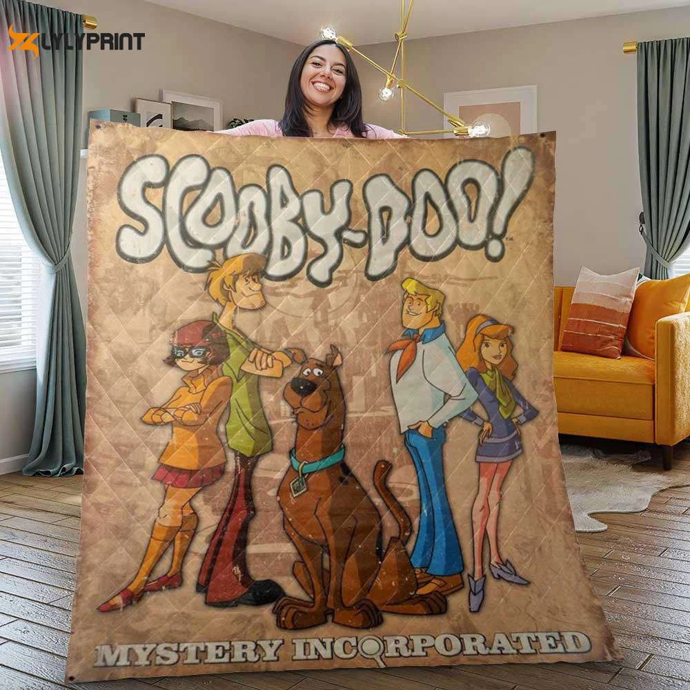 Scooby Doo Vinage Tv Show Merry Christmas Gifts Lover Quilt Blanket For Fans Home Decor Gift ,  Soft Quilt, King Size, All Season Cozy Quilt QB0901
