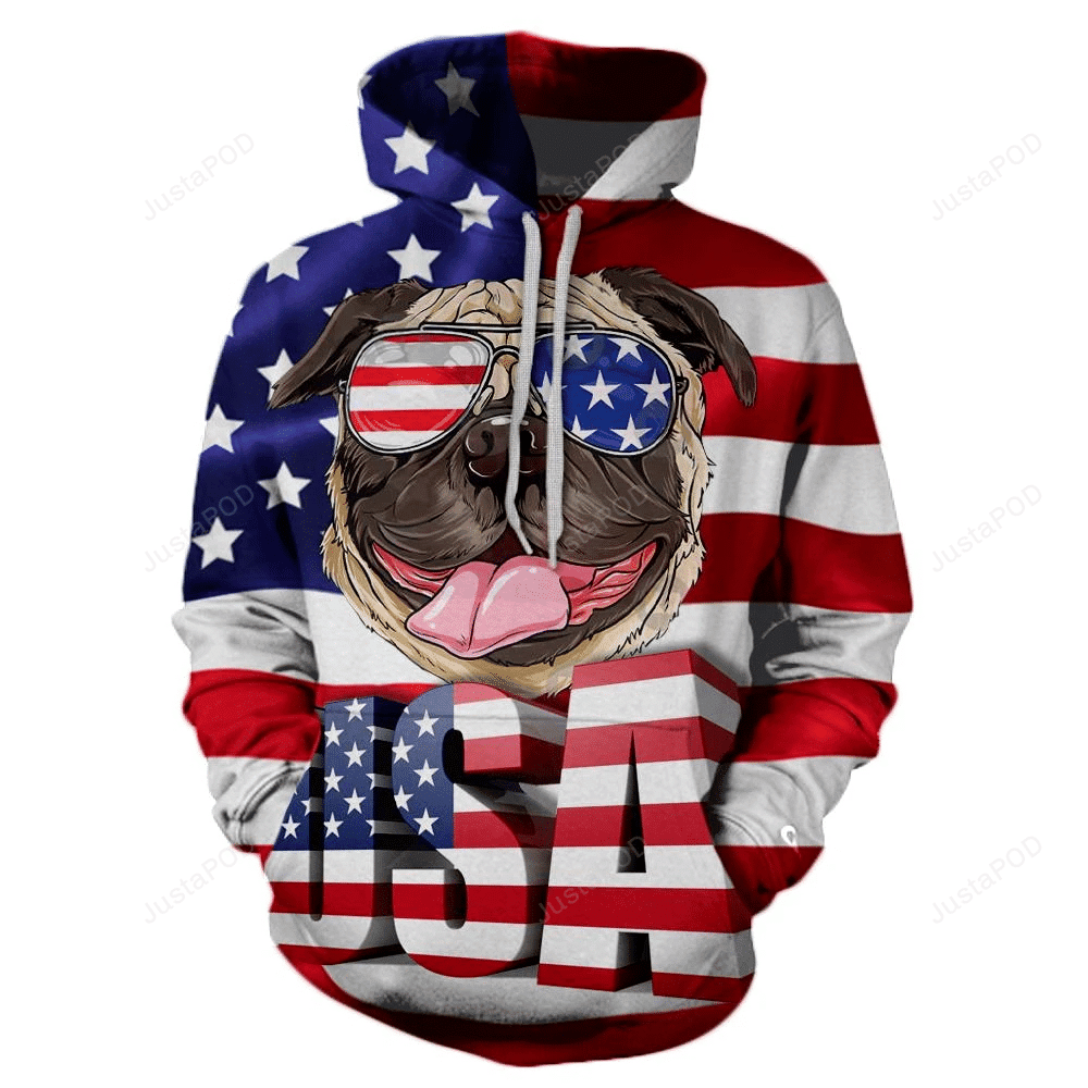 America Pug 3D All Over Print Hoodie, Zip-up Hoodie HZ0501