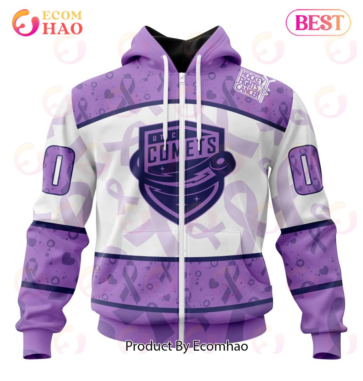 AHL Utica Comets Special Lavender Fight Cancer 3D Hoodie, Zip Hoodie, Man - Women, Warm, Premium Quality HZ0501