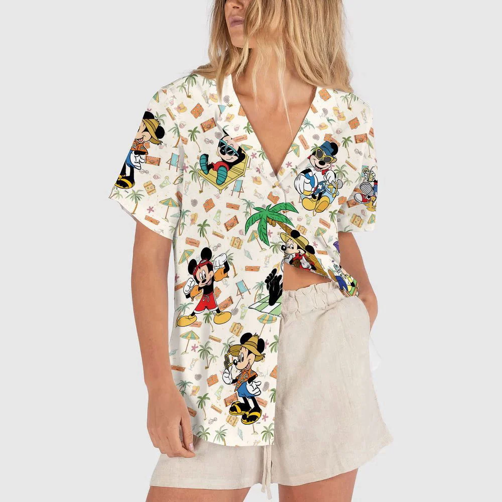 Disney Mickey Beach Button Up Shirt, Tropical Hawaiian Shirt, For Men Women HW0601