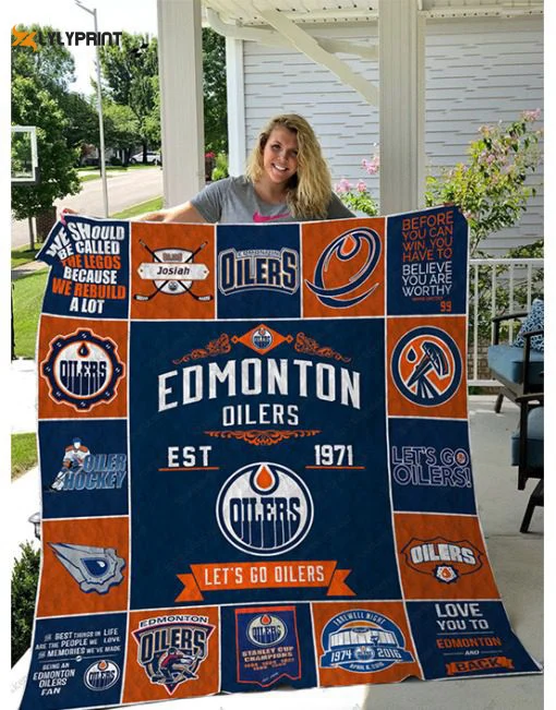 Edmonton Oilers 2 Quilt Blanket For Fans Home Decor Gift , Soft Quilt, King Size, All Season Cozy Quilt QB0901
