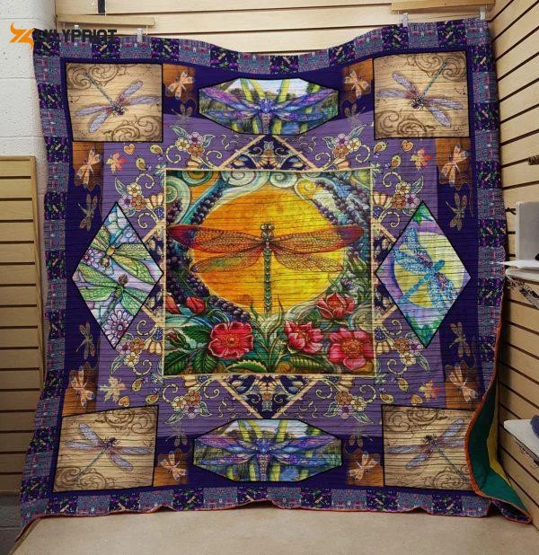 Dragonfly And Flower Quilt ,  Soft Quilt, King Size, All Season Cozy Quilt QB0901