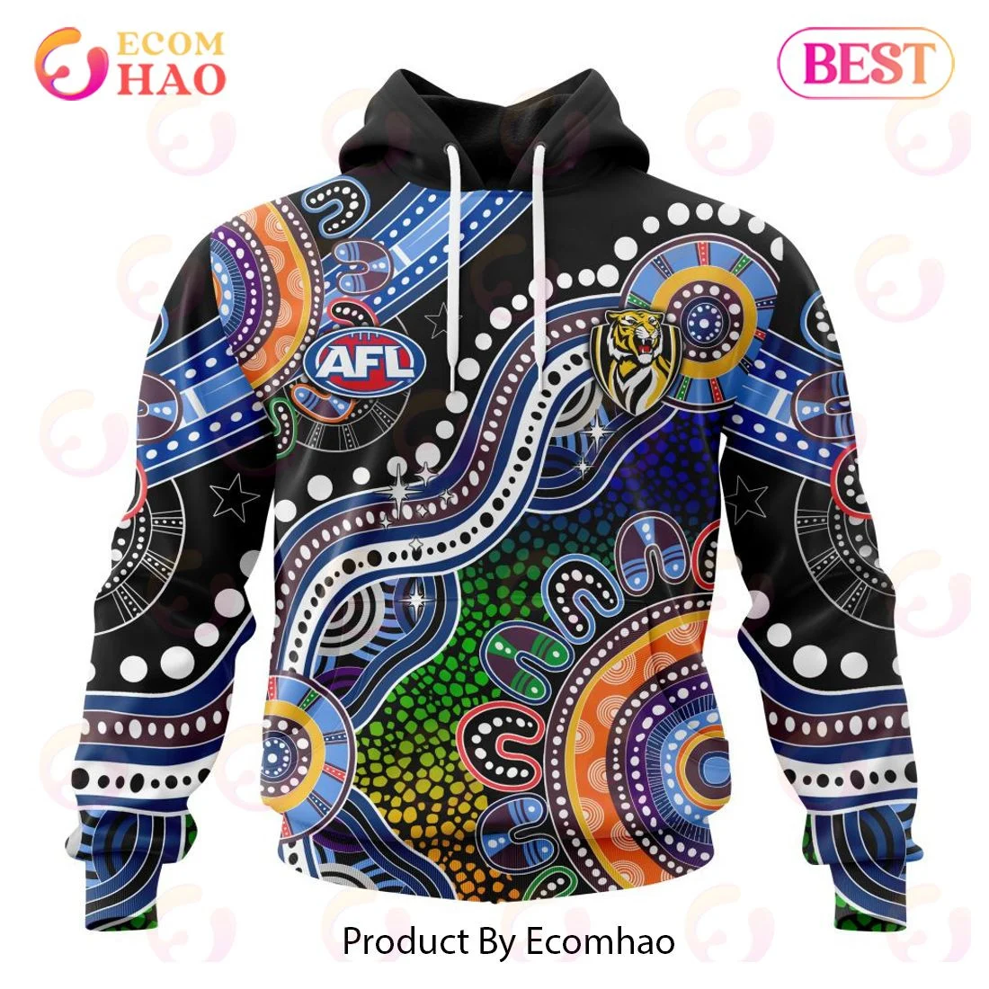 AFL Richmond Tigers Special Indigenous Design 3D Hoodie, Zip Hoodie, Man - Women, Warm, Premium Quality HZ0501