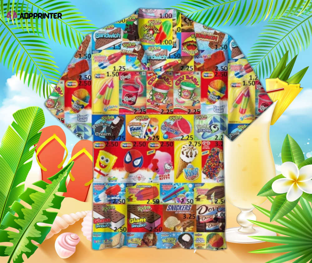 Ice Cream 5 Hawaiian Shirt, Men's 3d Hawaiian Shirt For The Summer Beach Vibes HW0601
