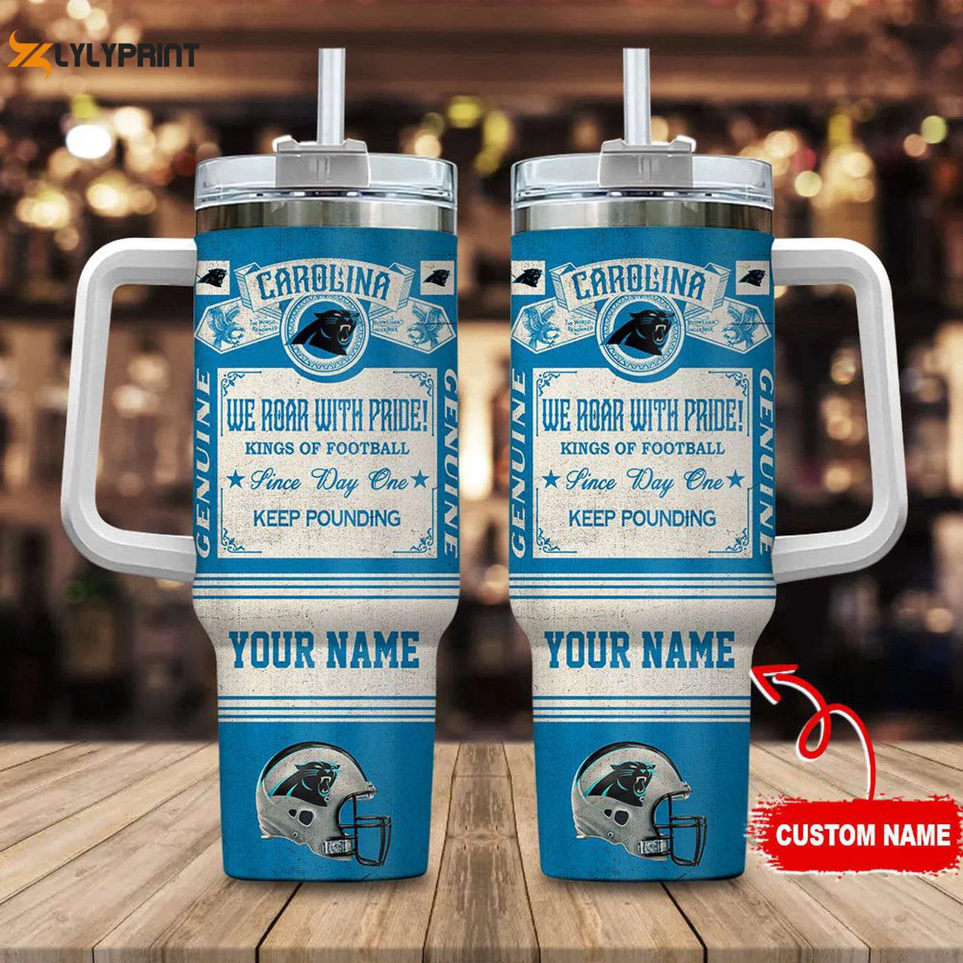 Carolina Panthers Vintage King Of Football Custom Name 40oz Stanley Tumbler - Ideal Gift for Fans 0501TB40