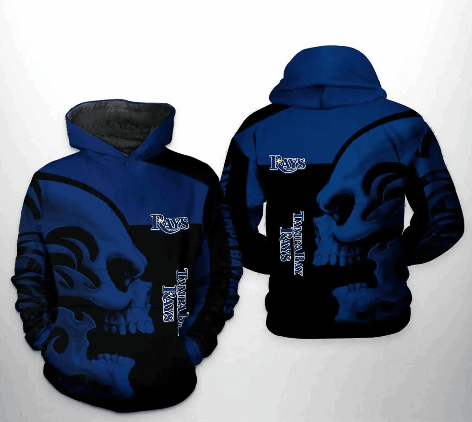 Stylish Tampa Bay Rays 3D Skull Hoodie with Zipper – AOP Shirt HZ0501