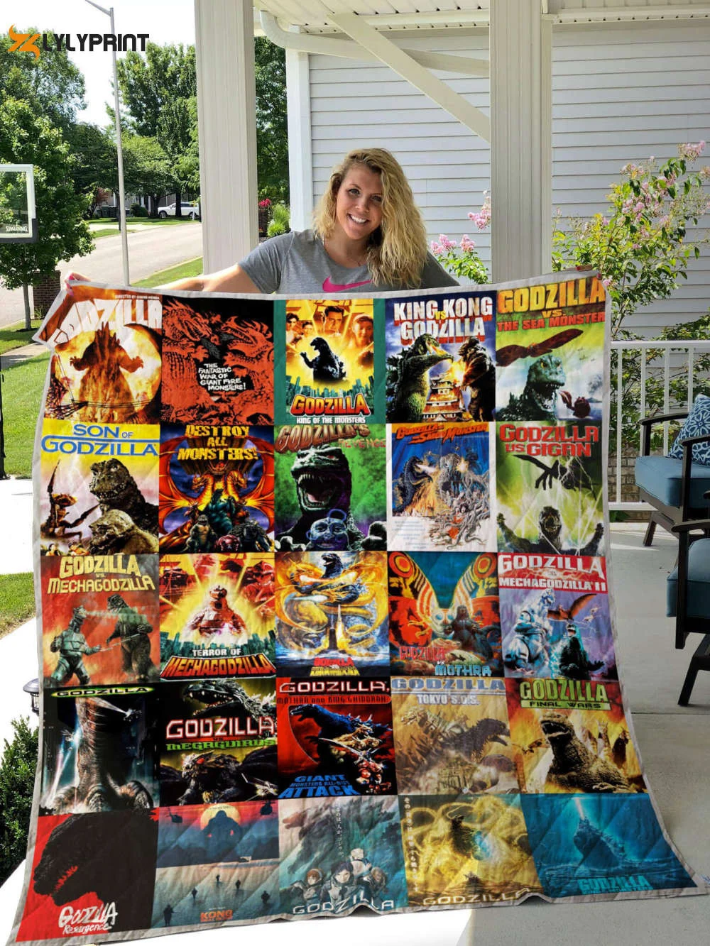 Godzilla Quilt Blanket For Fans Home Decor Gift , Soft Quilt, King Size, All Season Cozy Quilt QB0901