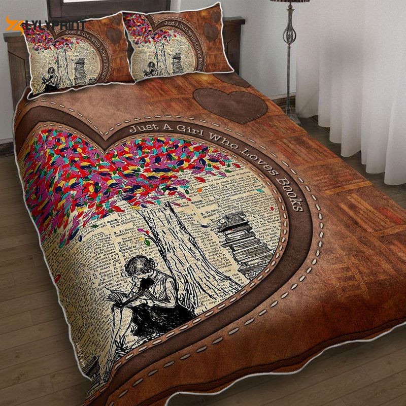 Just A Girl Who Loves Books Book Lovers Quilt Bedding Set , Soft Quilt, King Size, All Season Cozy Quilt QB0901